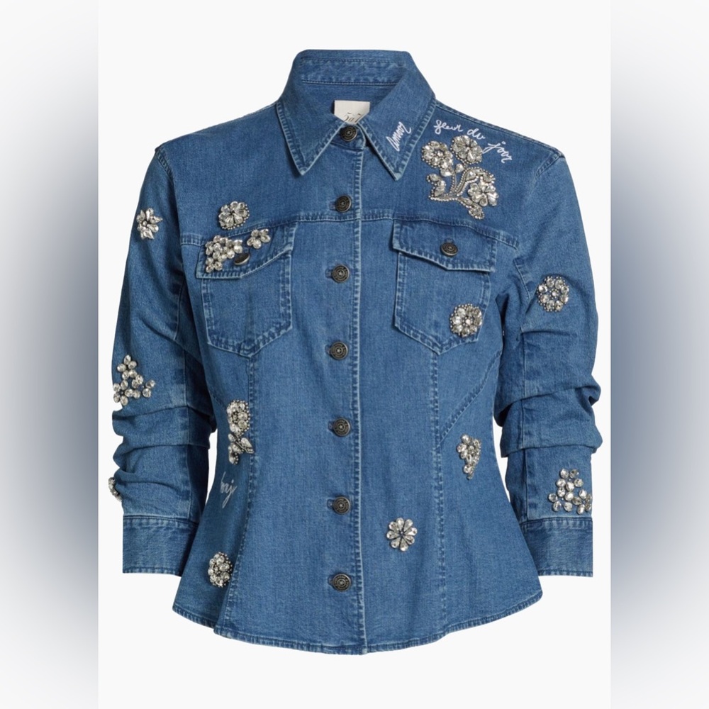 Cinq a Sept Crystal Ditsy Floral Scrunched Canyon Jacket - Picture 7 of 8